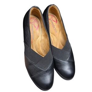 Comfortiva‎ Black Leather Slip On Flats Memory Foam 9.5M CT0015301 Low Wedge